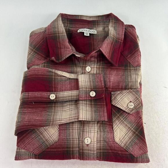 Frye & Co. Men's Long Sleeve Flannel Shirts Size XXL Red Plaid Western Shirt - Picture 2 of 13